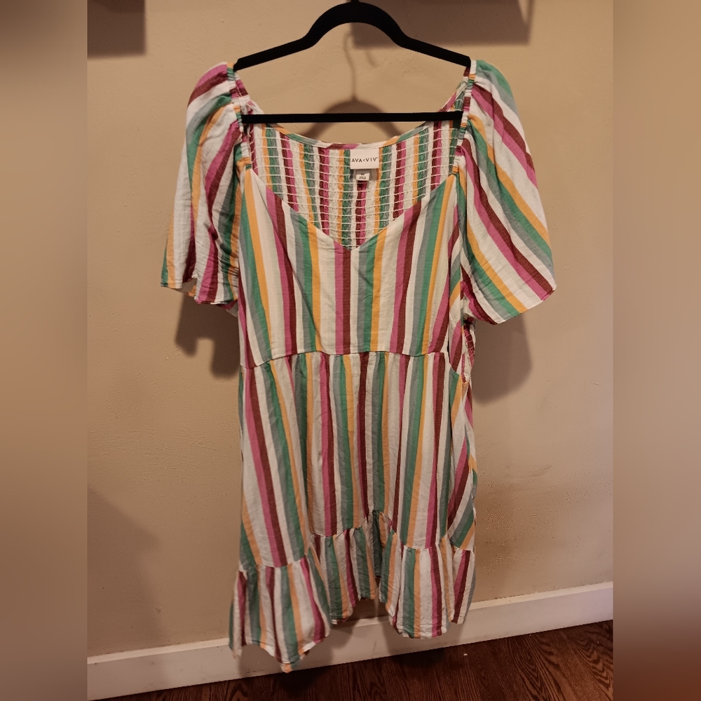 Ava and Viv Colorful Stripped Dress Ruffle Sleeve Size 4x #12